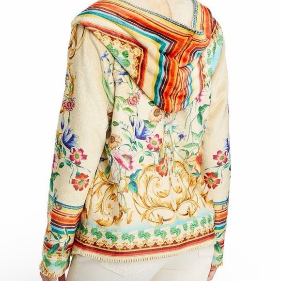 NWT Johnny Was Felix Cozy Sherpa Topper Hoodie Jacket Floral Southwest Dessert L - Picture 3 of 10